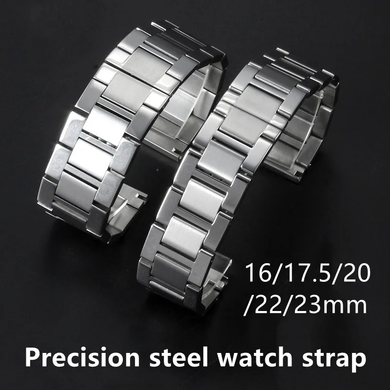 16mm 17.5mm 20mm 22mm 23mm Stainless steel watch strap Folding buckle bracelet for CARTIER Tank/Ronde Watch accessories