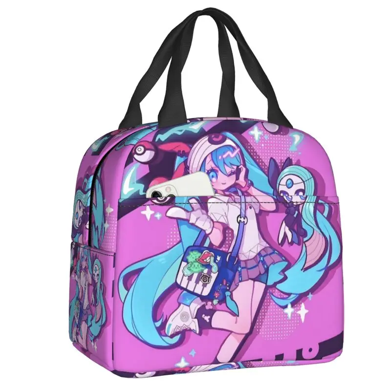 

Custom Hatsuned Mikues Cartoon Insulated Lunch Bags for Women Girl Resuable Thermal Cooler Food Lunch Box Kids School Children