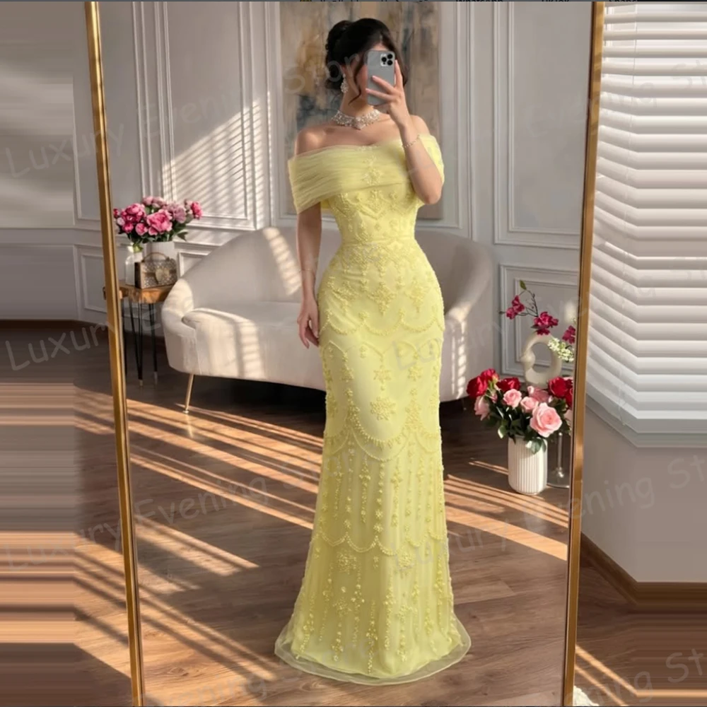 Shiny Appliques Evening Dresses Women's Sexy Mermaid Prom Gowns Off Shoulder Customized Fashion Beach Party Vestidos De Noche