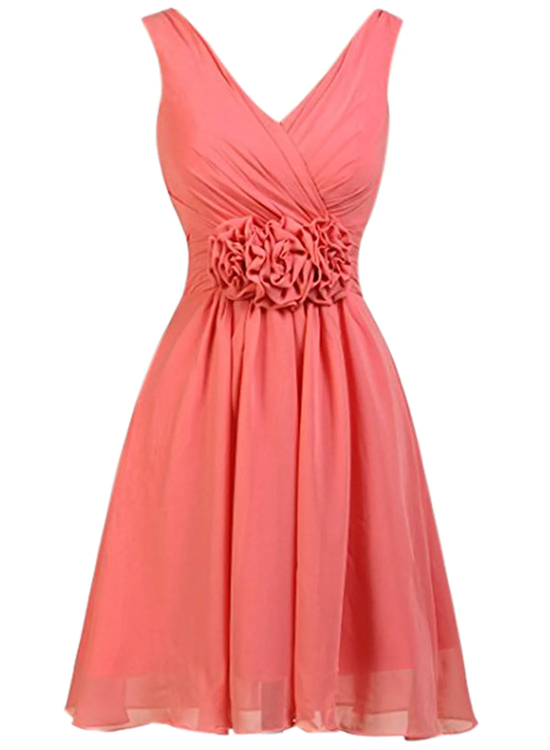 GUXQD Rosa Vestidos Homecoming Joelho Comprimento Chiffon Plissado V-Neck Prom Partido Graduação Vestidos Vestido De Gala Formal Abendkleider