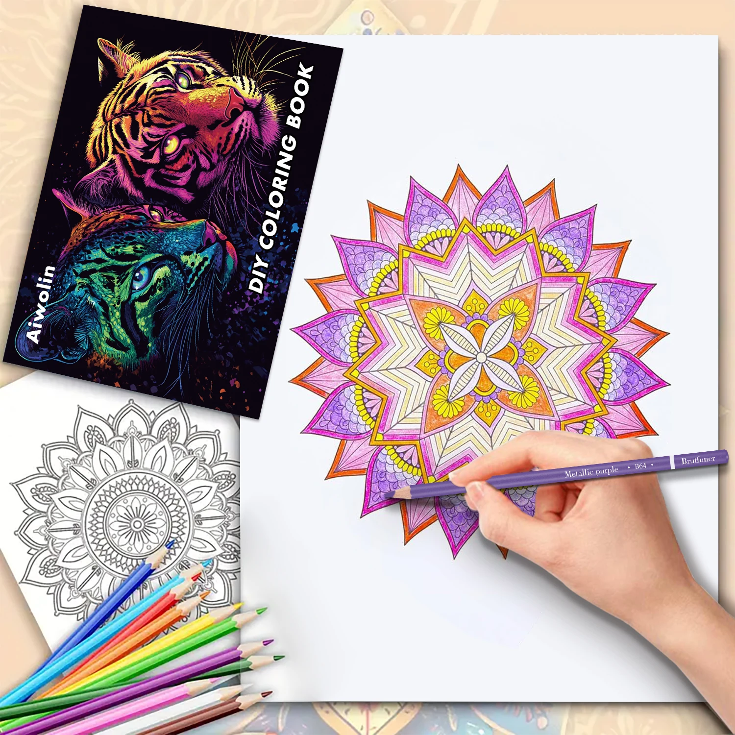 1pc Coloring Book for Adults,Stress Relieving Picture Book for Adults,Handmade Art for Adults to Relieve Anxiety and Depression