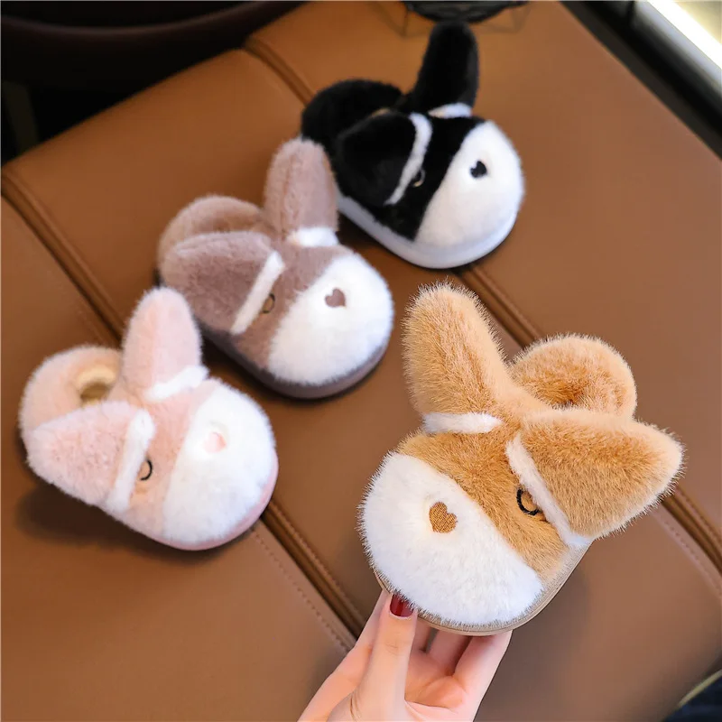 Warm Cotton Slippers Winter Velvet Girl Shoes Anti Slip Fashion Kids Shoes Cute Cartoon Home Shoe Comfor Versatile Floor Shoe