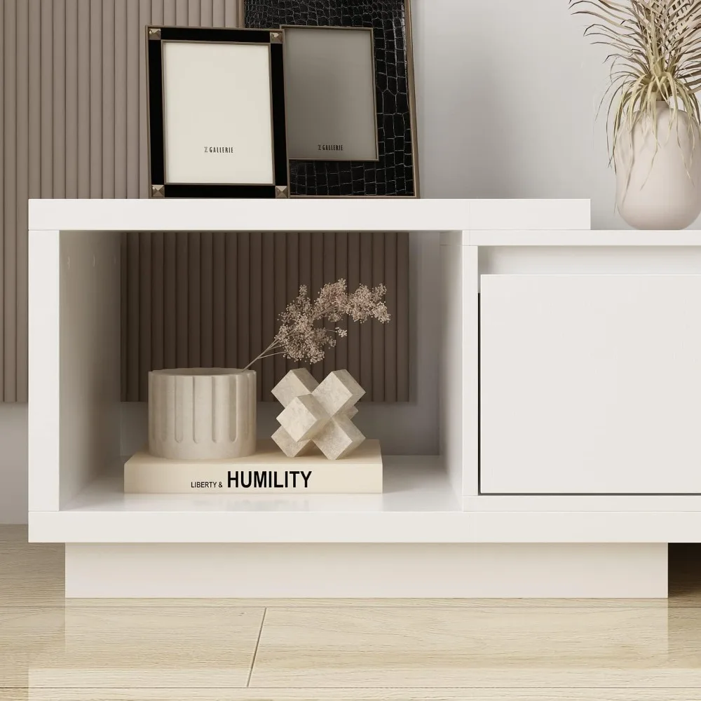 Deformable TV Console with 3 Drawers, Modern Extendable TV Stand in Stretch of 65