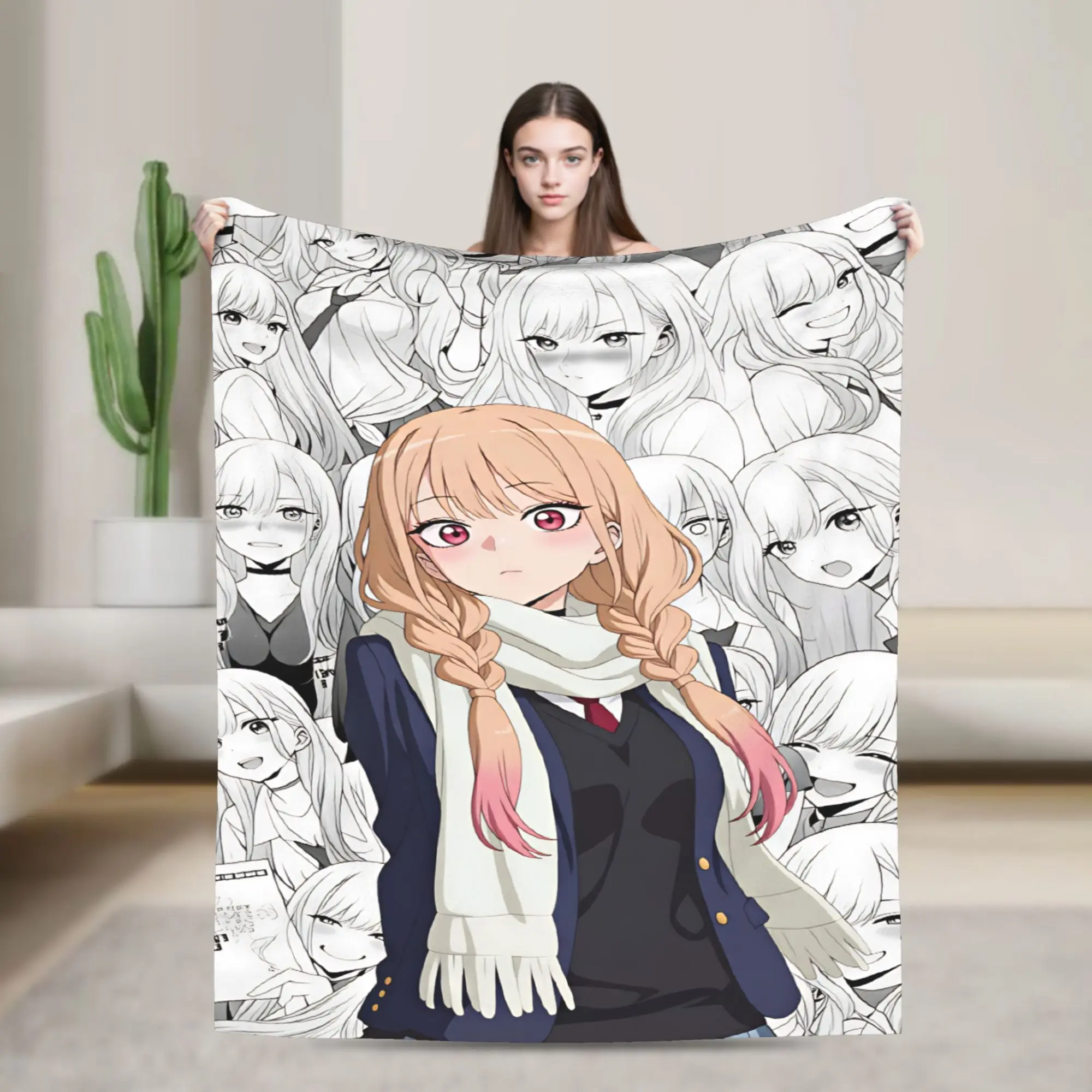 Marin Kitagawa Flannel Blanket Winter Japan Anime  Soft Throw Blanket for Child Couch Chair Novelty Bedspread Sofa Bed Cover