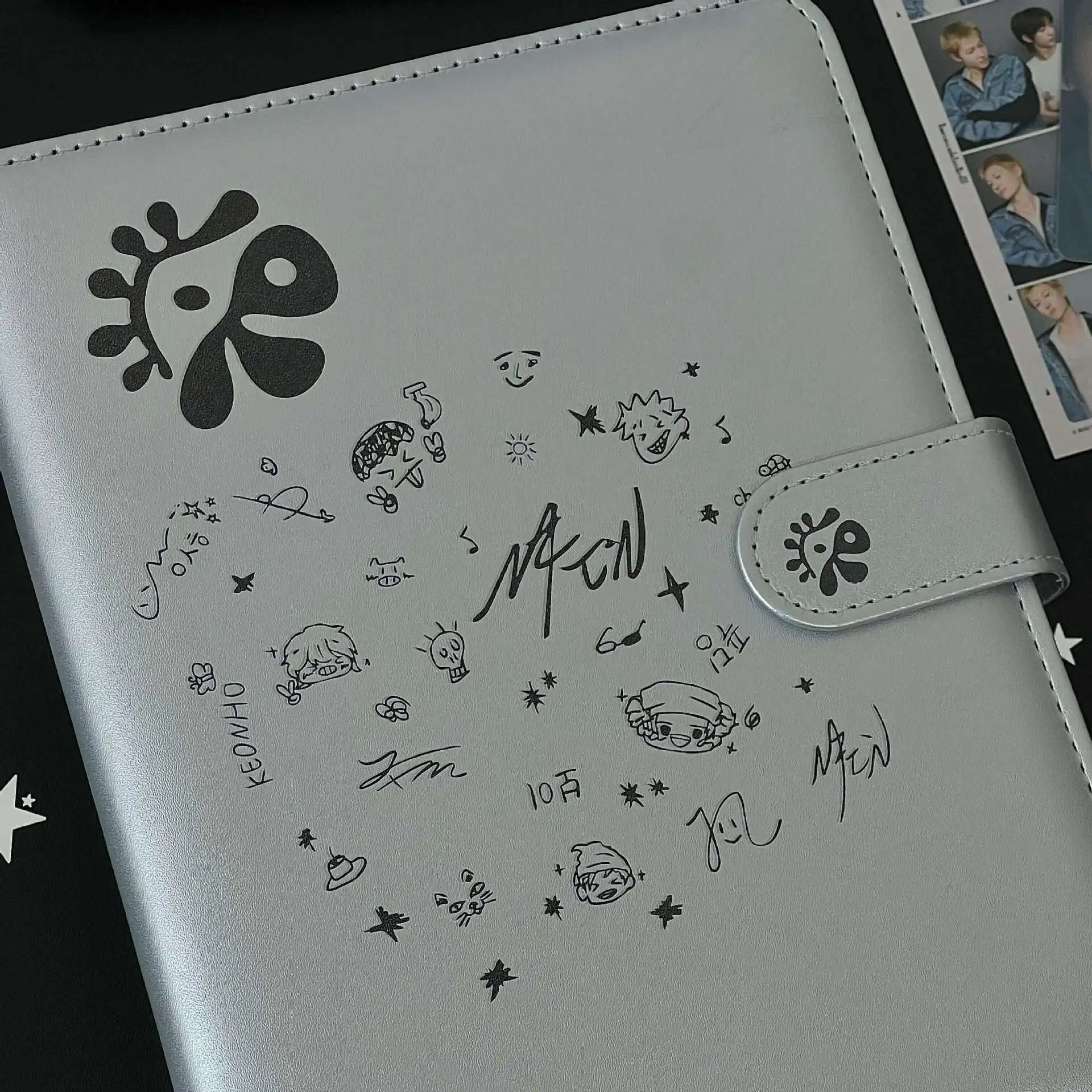 A5 Silver Printed Four-Grid Card Album High-Value Celebrity 3inch Small Card Storage Photo Album Office Stationery