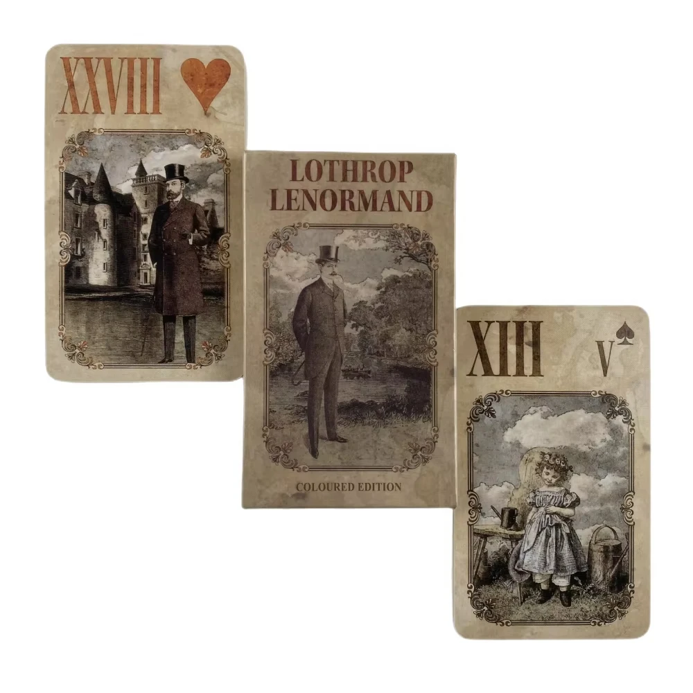 بطاقات Lothrop Lenormand Oracle A 38 الإنجليزية العرافة الملونة الطبعة سطح السفينة ألعاب Borad