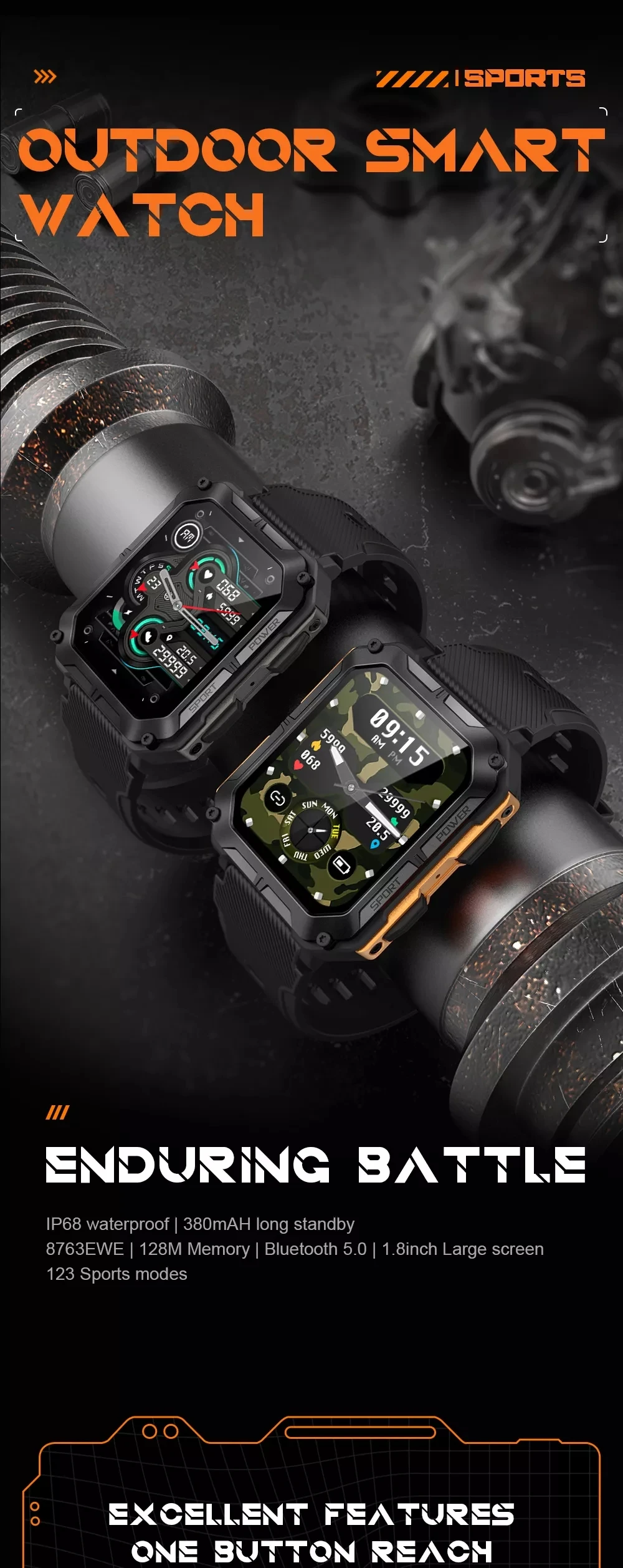 Vioneer Dernière Montre Connectée Numérique Étanche pour Homme de Sport en Plein Air avec Bluetooth - Chine Smart Watch et Sport Smart Watch prix