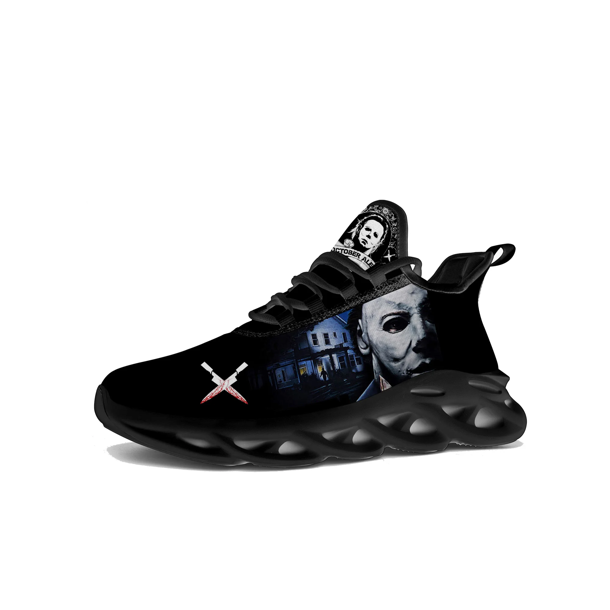 Horror Halloween Flats Sneakers Michael Myers Mens Womens Sports Running Shoes High Quality Sneaker Customized Made Shoe