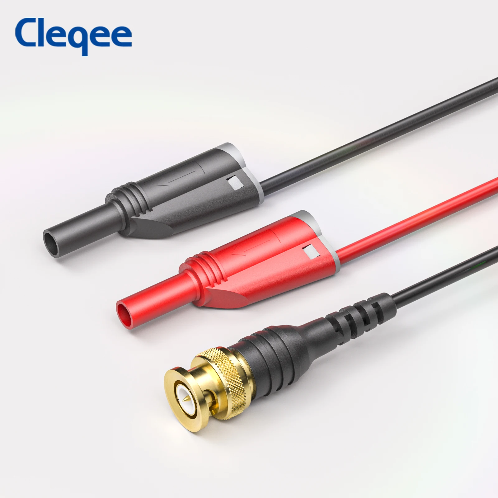 Cleqee P1064 BNC-Testkabel, Kupfer, vergoldeter BNC-Stecker auf doppelt isolierte 4-mm-Bananenstecker, Koaxialkabel