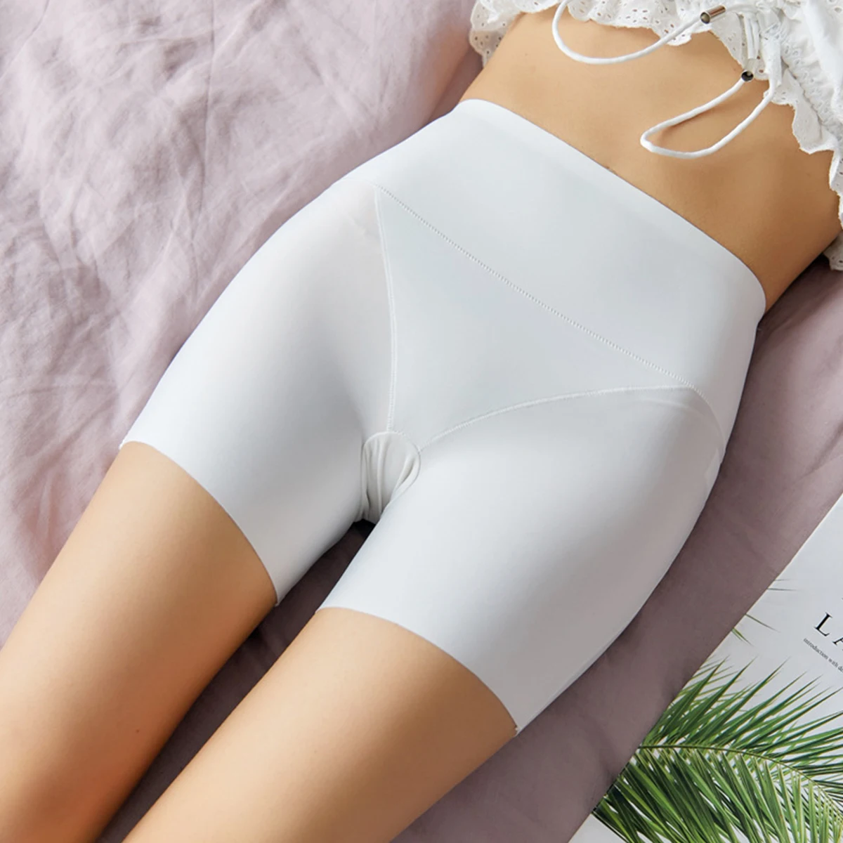 

1Pcs High Waist Safety Pants Ice Silk Short Leggings Underskirt Shorts Slimming Anti Wind Dress White Xl Underskirt Shorts