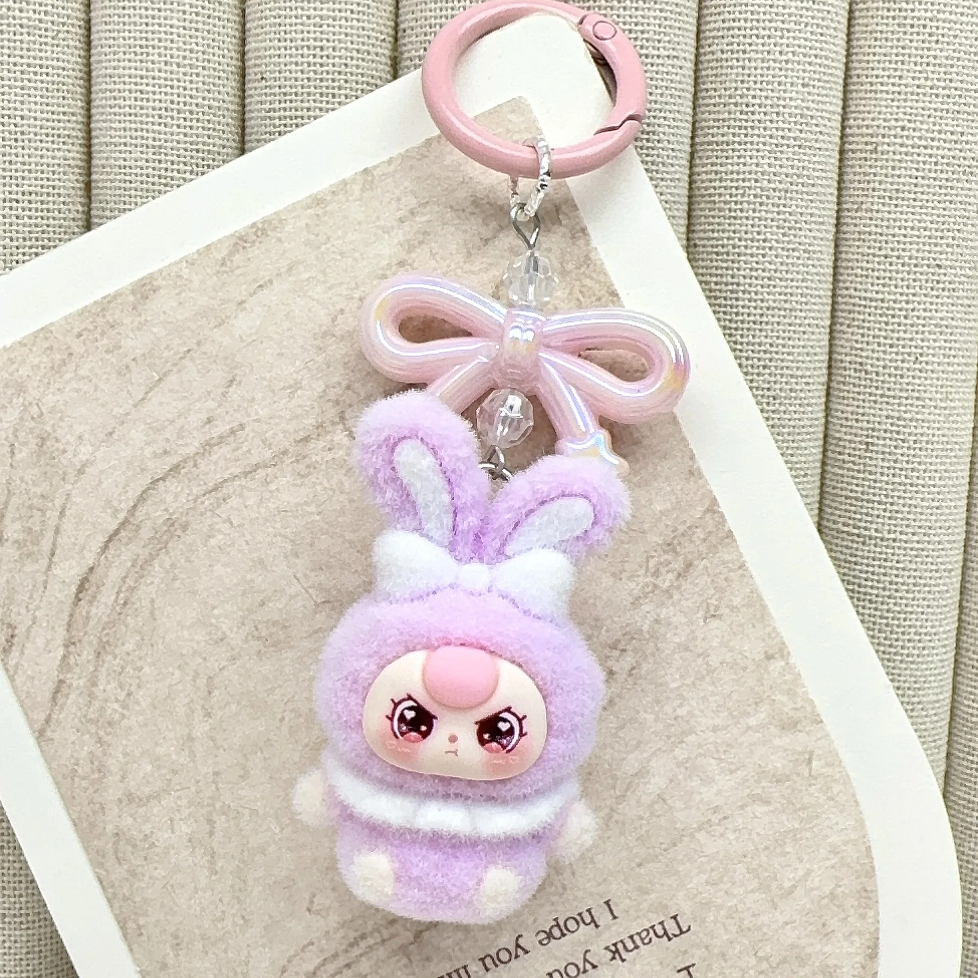 إكسسوارات لطيفة على شكل أرنب للأطفال بعمر 3 سنوات - سلسلة مفاتيح خرز كرتونية لطيفة، شماعة حقيبة، قلادة، إكسسوار، هدية صغيرة #6