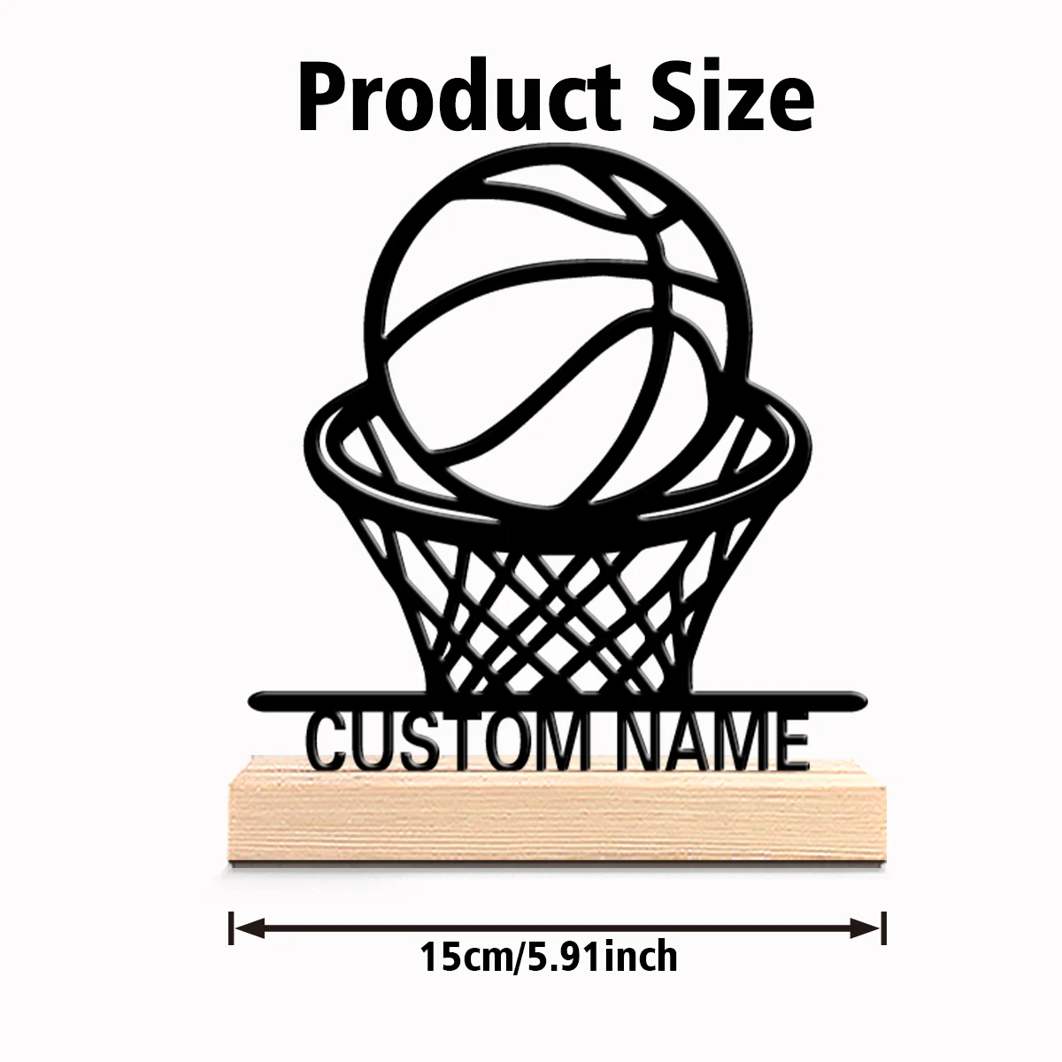 1pc Weird Personalized Custom basketball Metal Statues Wooden Base Wall Decor for Kitchen Dining Room Modern Rustic Home Style