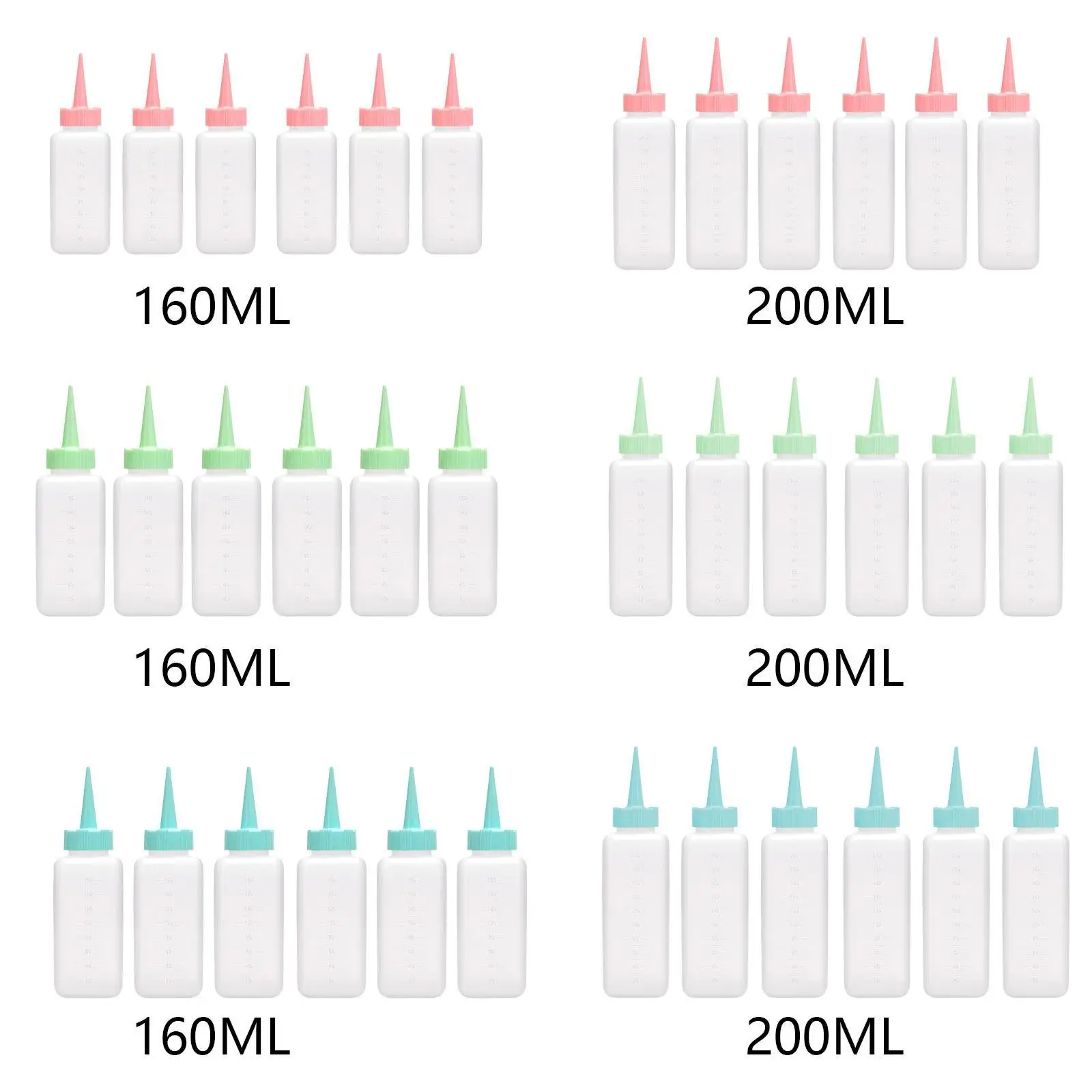 Graduated Applicators Bottles with Tip Dispensing Bottle with Gradation Versatile with Cap DIY Hair Care Bottle for Household