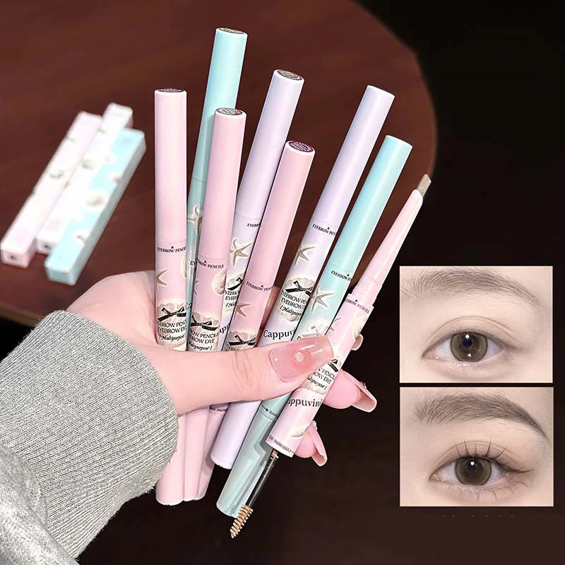 Hot 1Pc Cappuvini 3D Wenkbrauw Kleurstof Crème - Grijs/Bruin Tweekoppige Waterdichte Wenkbrauwpotlood Langdurige Tint Mascara Enhancer