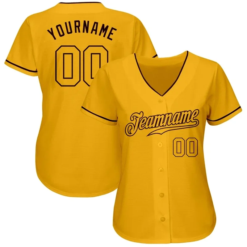 Maillot de baseball personnalisé série jaune pour hommes et femmes, chemise de section imprimée en 3D, chemises d'équipe décontractées, hip hop, unisexe, Y-