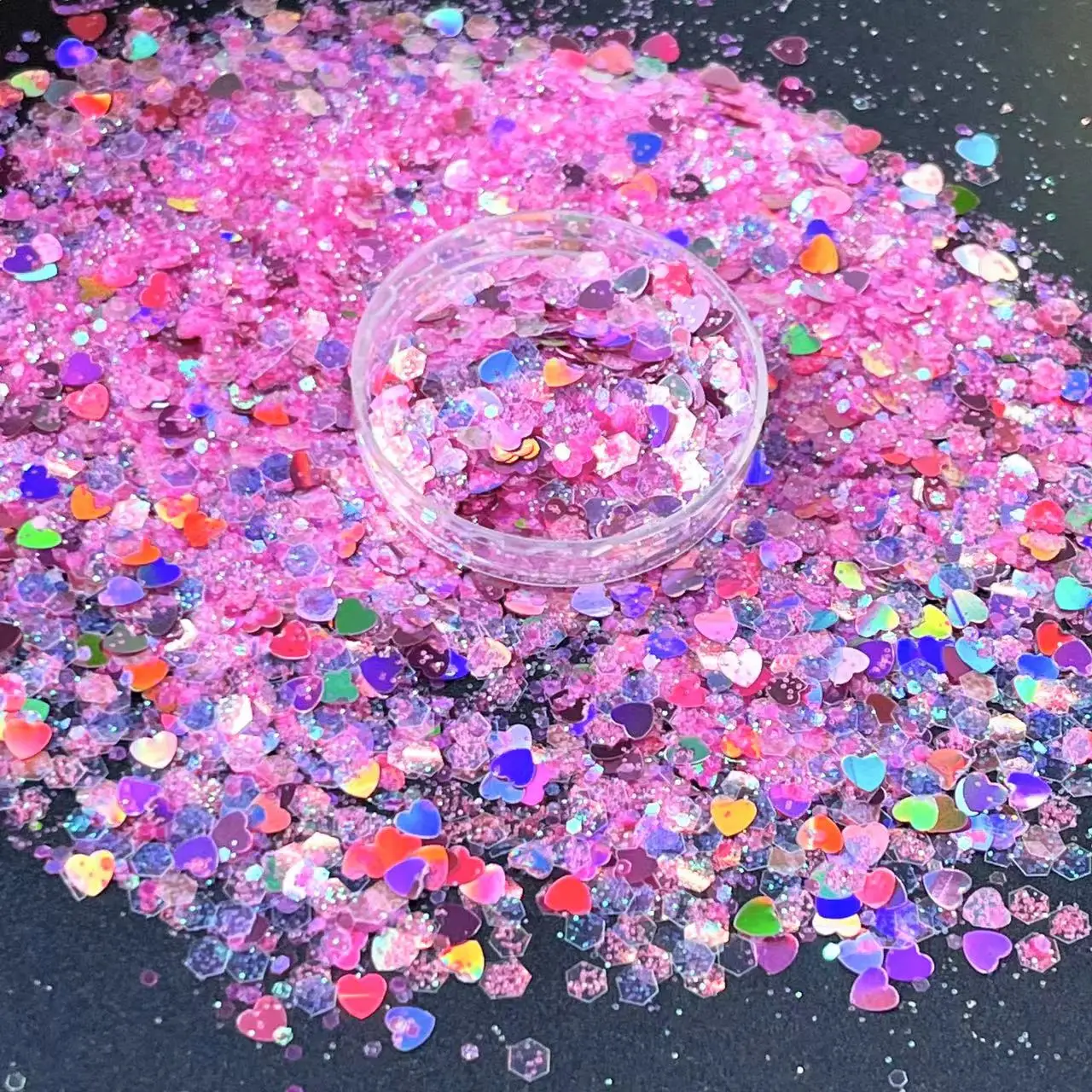 

50g Pink Glitter Mixed Craft Mix Flake Holographic Powder Heart Shape Nail Sequin Polish Manicure DIY Epoxy Resin Resina