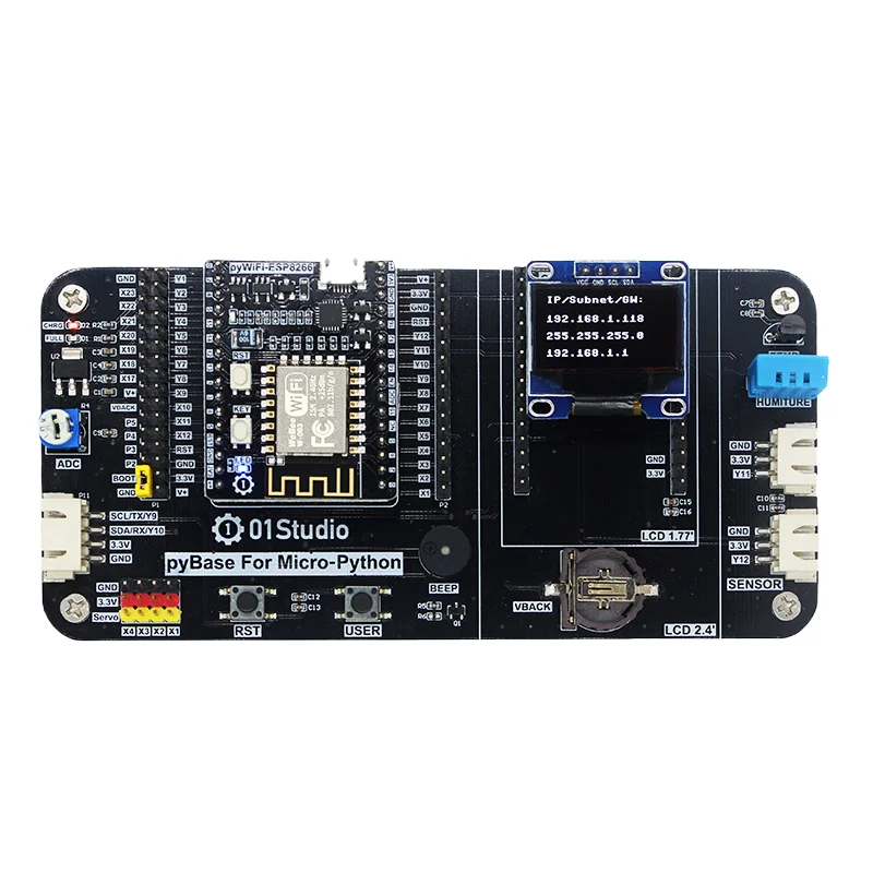 GGDX Chipboard 01Studio PyWiFi - ESP8266 Development Board: a Micro-Python IoT Wireless WiFi Learning Kit Connectivity