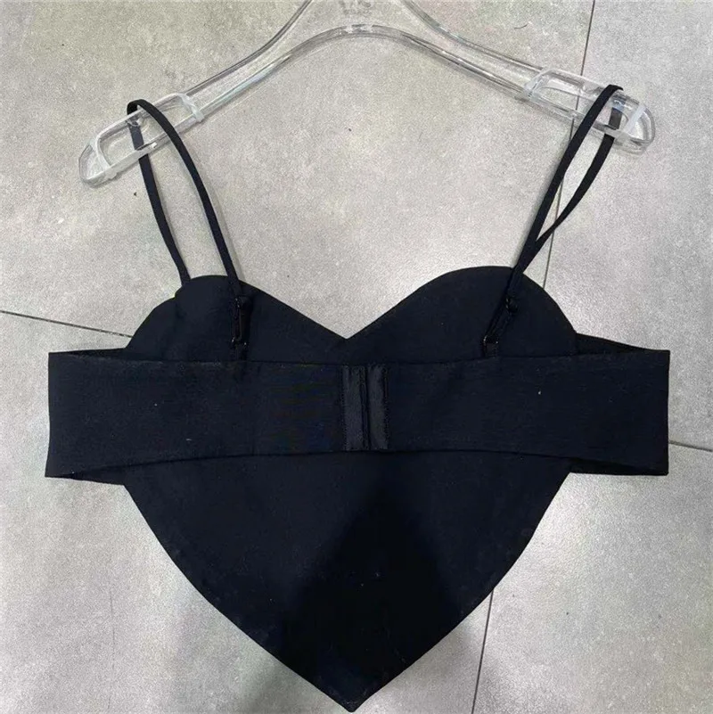 

Sexy Patchwork Diamond Vest Women V Neck Sleeveless Black Tank Tops Female Summer Fashion New Clothing Top