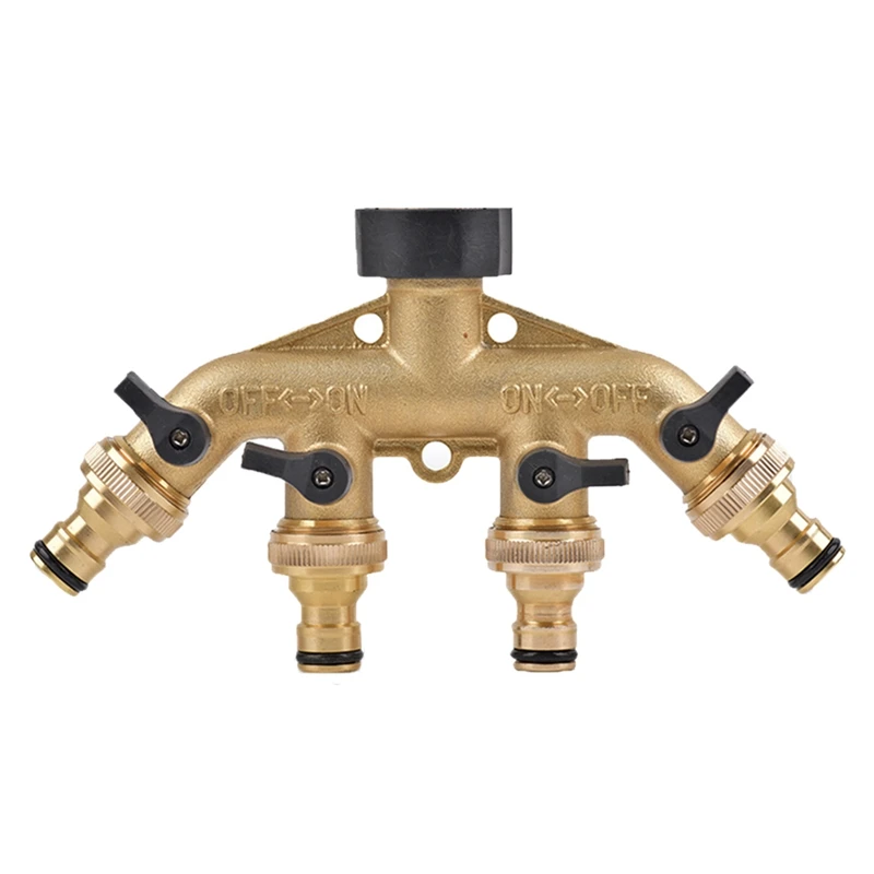 

1 Set 4-Way Brass Garden Hose Splitter Garden Tap Watering Connector Distributor For Outdoor Faucet