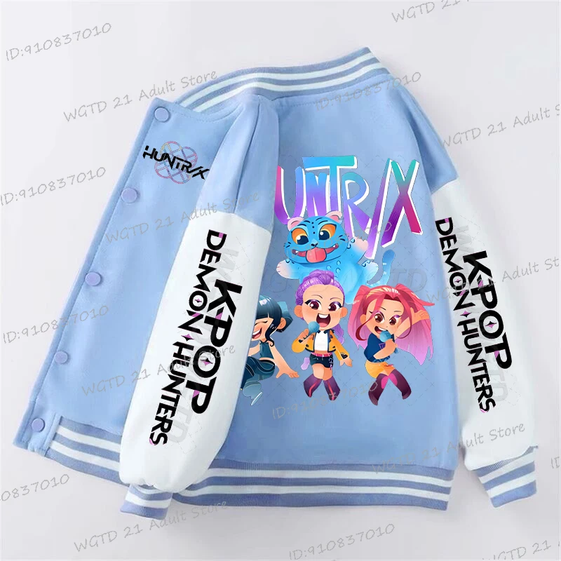 

Teenage KPop Demon Hunters Baseball Jackets for 7-13 Years Old Girls Boys Sports Outerwear Coat Spring Autumn Fashion Jacket