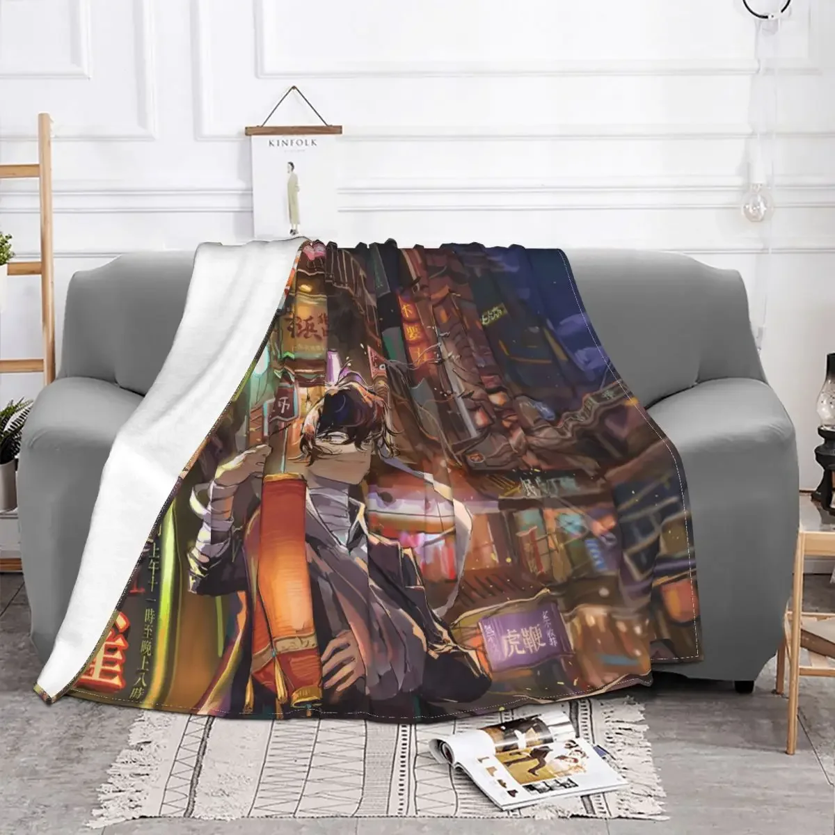 Osamu Dazai Chuuya Nakahara Blankets Summer Air Conditioning Bungou Stray Dogs Anime Throw Blanket for Bed Bedroom Rug Piece