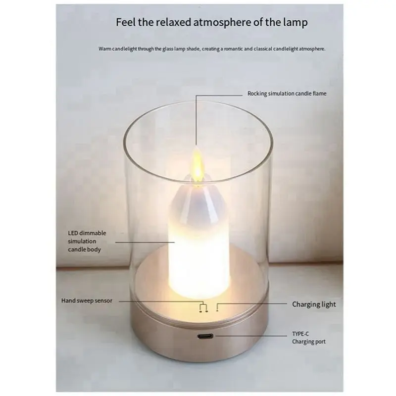 ABRE-2X Lampu Lilin USB Isi Ulang Tanpa Api Lilin LED Elektrik Bergerak Menari Dekorasi Rumah