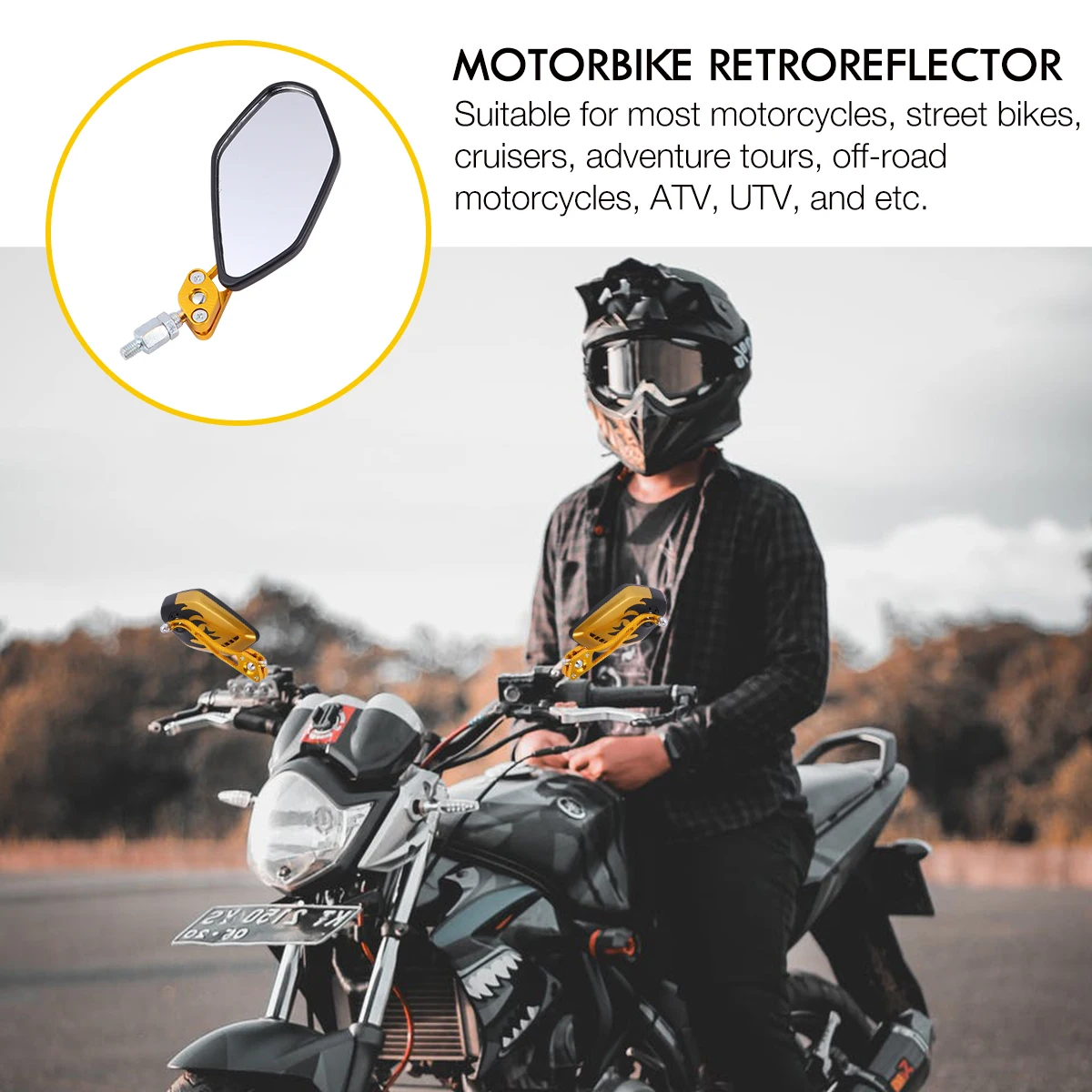 

1 Pair Motorcycle Rearview Mirror 360° Rotated Adjustable Super Large Lens Wide Angle For Bikes Cruisers Atvs Utvs Blue
