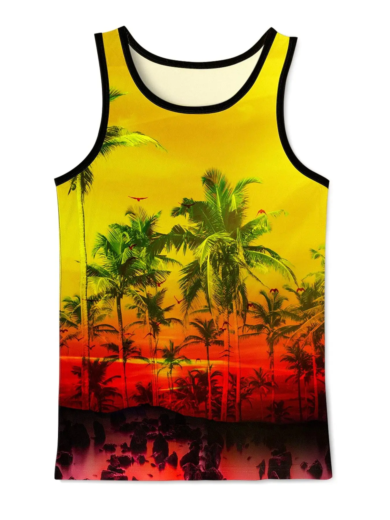 MSIEESO Brand Vest Hawaiian Shirt Palm Tree Pattern Printed Men Singlet Fashion Sleeveless Tank-Tops Casual Unisex Chaleco