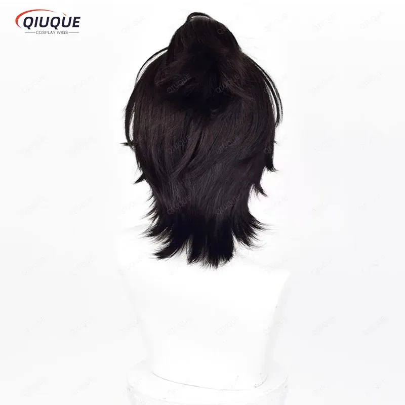 LQLuca Balsa تأثيري قصيرة مع ذيل حصان شعر مستعار أسود تأثيري أنيمي الباروكات مقاومة للحرارة بيروكات صناعية + غطاء شعر مستعار