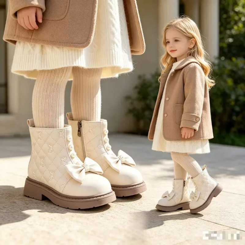 Fashion Girls Party Short Boots Children's Casual Non-Slip Shoes Lightweight Dance Short Boots Girls Exquisite Warm Boots  Kids