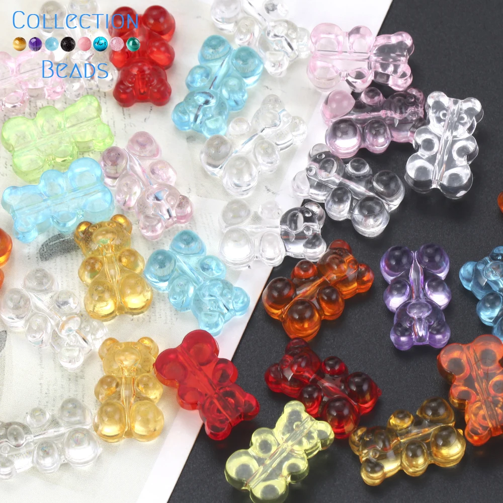 10pcs 12x18mm Colorful Acrylic Transparent Small Bear Shape ​Beads For Jewelry Making Supplies Handmade DIY Necklace Bracelets