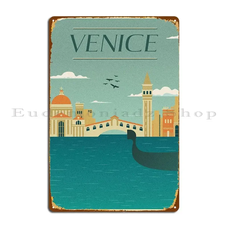 Venezia Venice Landscape Metal Plaque Living Room Pub Decoration Cinema Design Tin Sign Poster