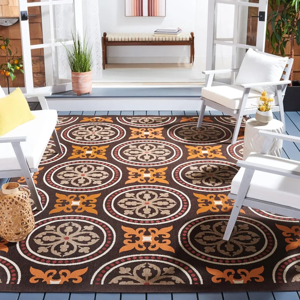 

Коврик Veranda Collection Area — 8 футов x 11 дюймов, шоколад и терракота, современный дизайн, не линяет и легкий уход, в помещении и на открытом воздухе
