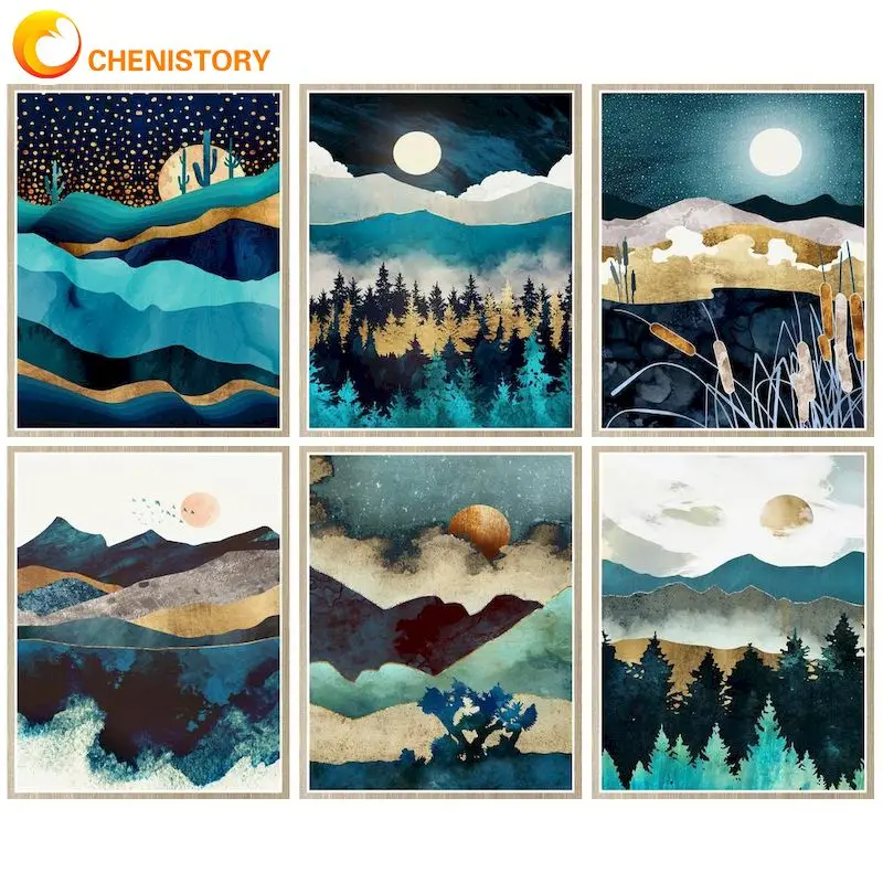 

CHENISTORY Painting By Numbers Mountain scenery On Canvas Pictures By Numbers For Adults Handiwork Home Decoration Gift