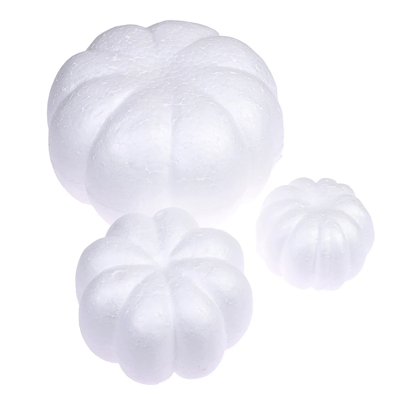 1Pc 10/13/20cm White Foam Pumpkin Model Realistic Handmade Pumpkins Artificial Fruits DIY Handmade Craft Decorative Decor Gift