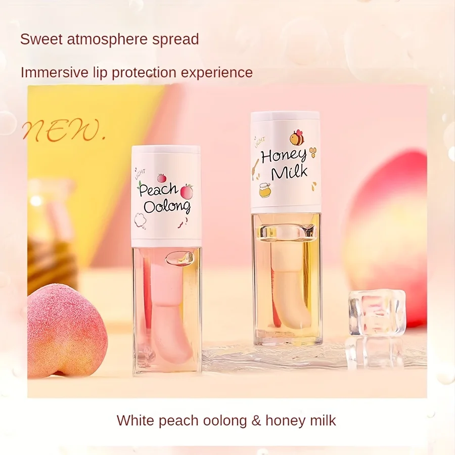 Honey Milk & Peach Oolong Lip Oil Lip Gloss - Hydrating, Non-Sticky, and Nourishing Lip Care with Shiny Glossy Finish for All Sk