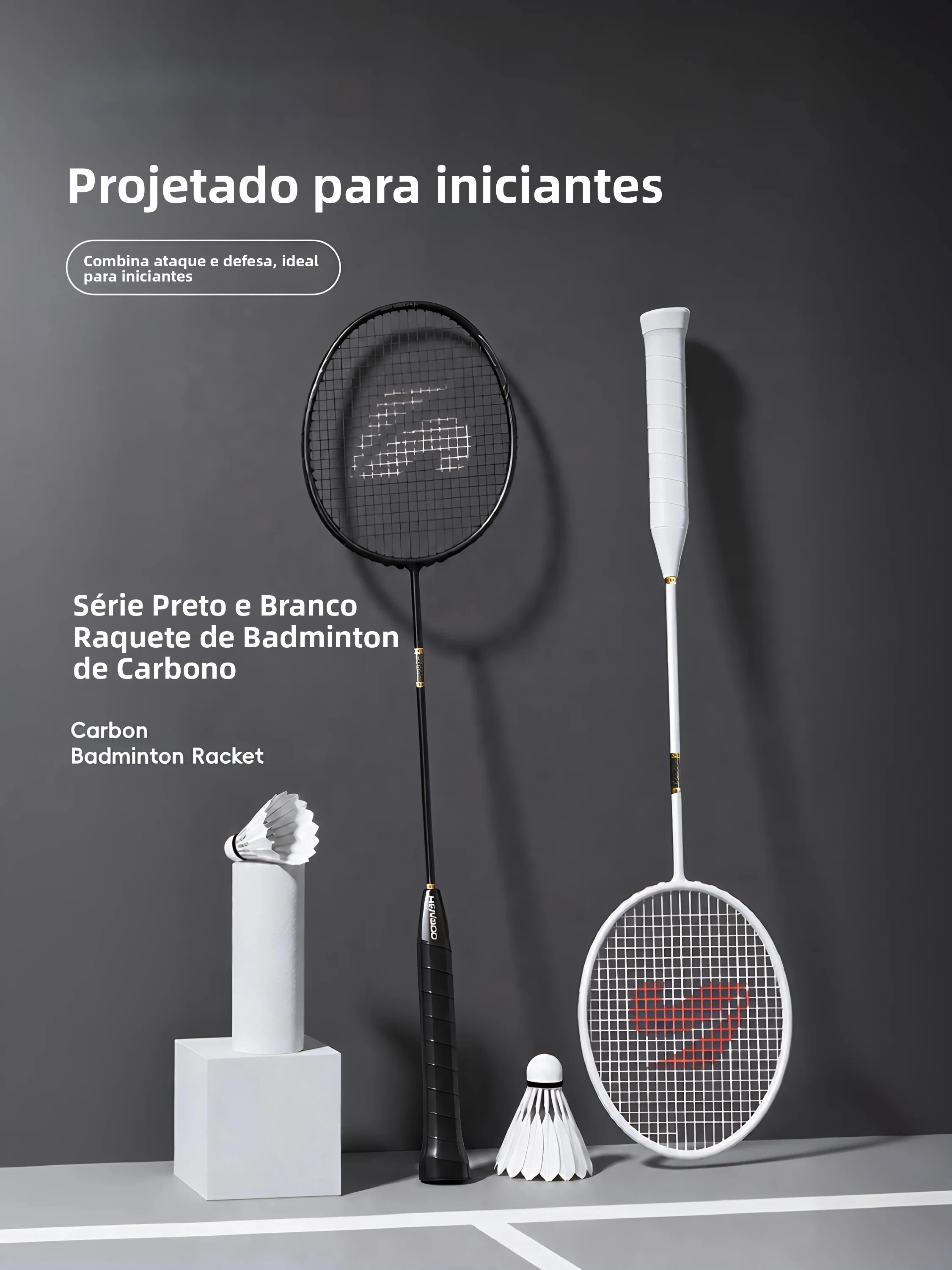 hengbo-badminton-racket-set-men's-ultra-light-carbon-double-match-training-competition-black-white-1314-series-balanced-attac