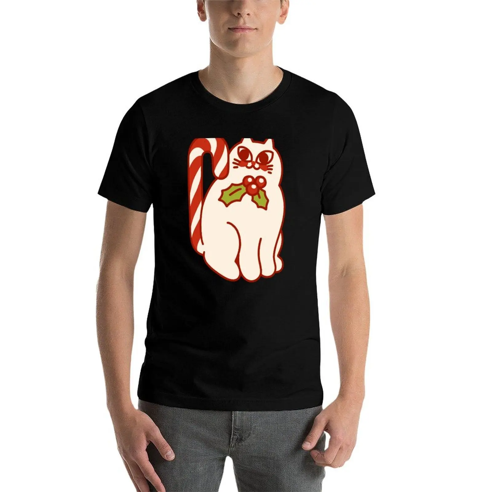 

Cat With the Candy Cane Tail T-Shirt g man t shirts for men t shirt man designer T-Shirt