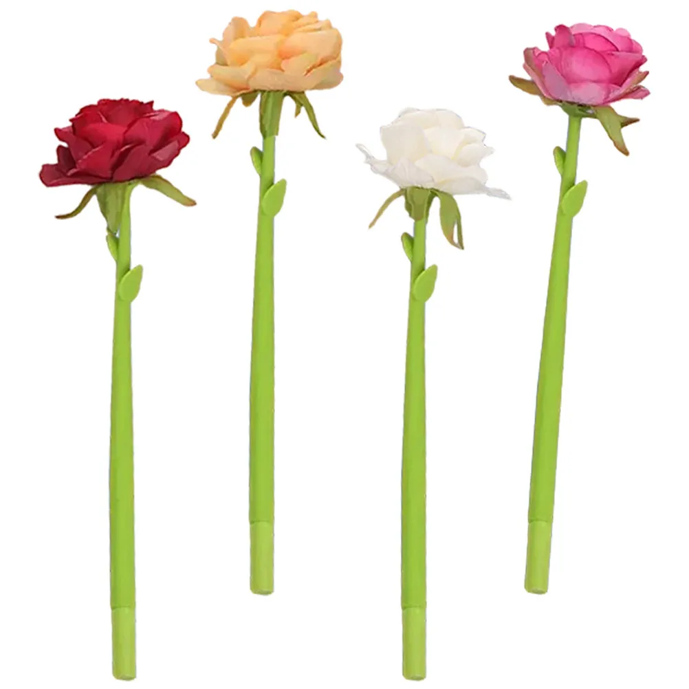 

4Pcs Lifelike Rose Gel Pens Writing Pens Smooth Ink Decorative Flower Pen for Students Novelty Pen Office Desk Decor