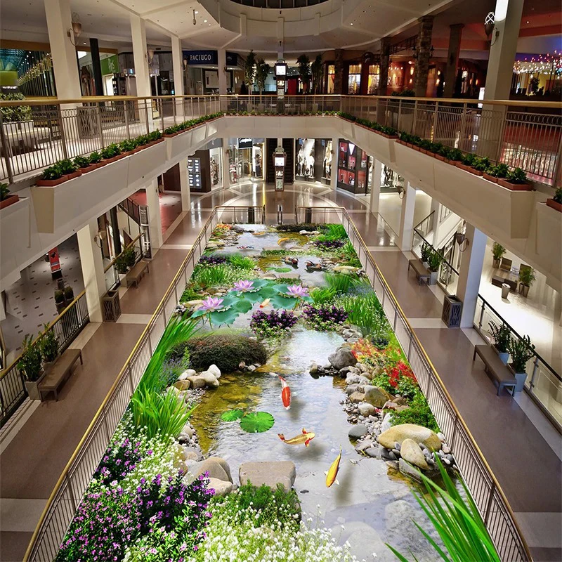 PVC Self Adhesive Waterproof 3D Floor Tiles Sticker Classic Photo Wall Murals Bedroom Mall Flooring Wallpaper Roll