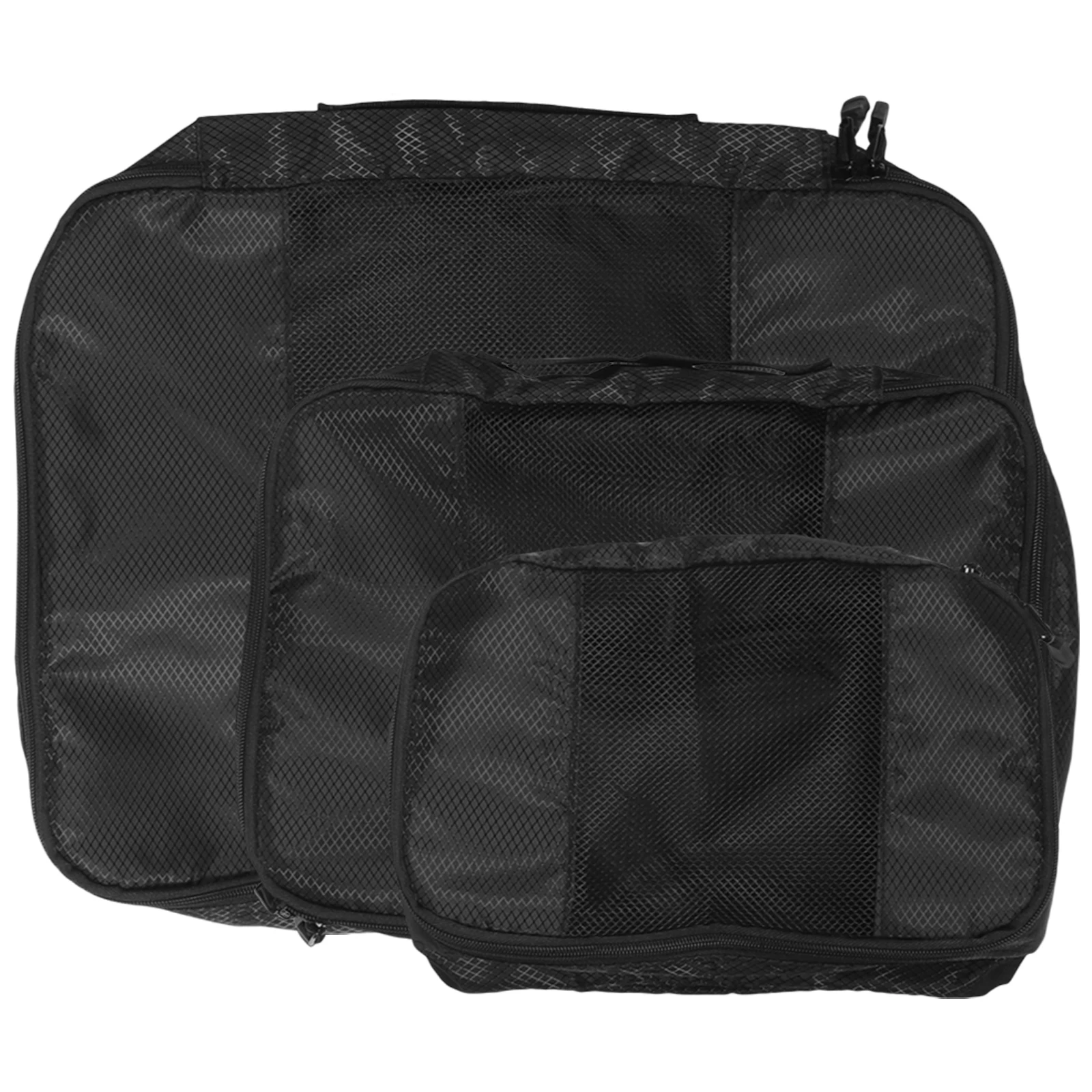 

3pcs Black Polyester Travel Bag Storage Toiletry Hanging Luggage Organizer Bags Compact Lightweight Design Space Saving