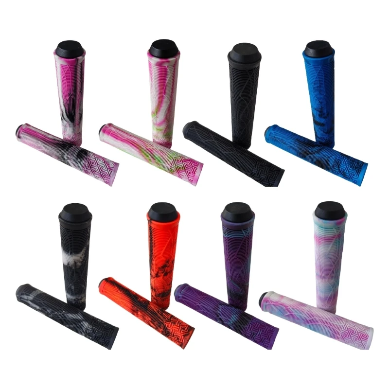 K0EF Nonslip Soft Silicone Handlebar Grips Casual Use Bike Bar Sleeves Pair, 16.5 cm Length with Ribbed Detail for Cycling,
