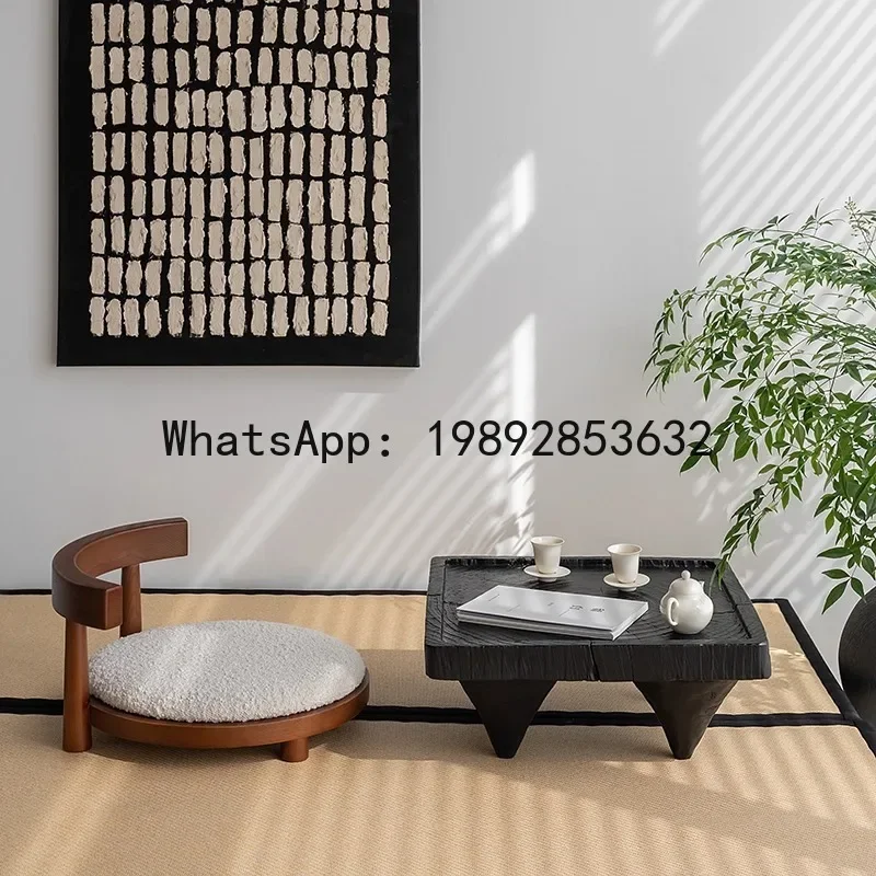 Z2-28 Japanese Style Solid Wood Bay Window Tatami Seat Chinese Style Simple Legless Backrest Chair Room Chair Small Low Stool