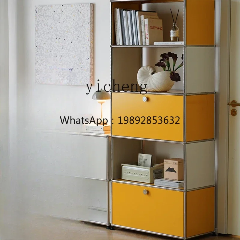 D1medieval  bookcase module combination cabinet stainless steel ins living room display cabinet