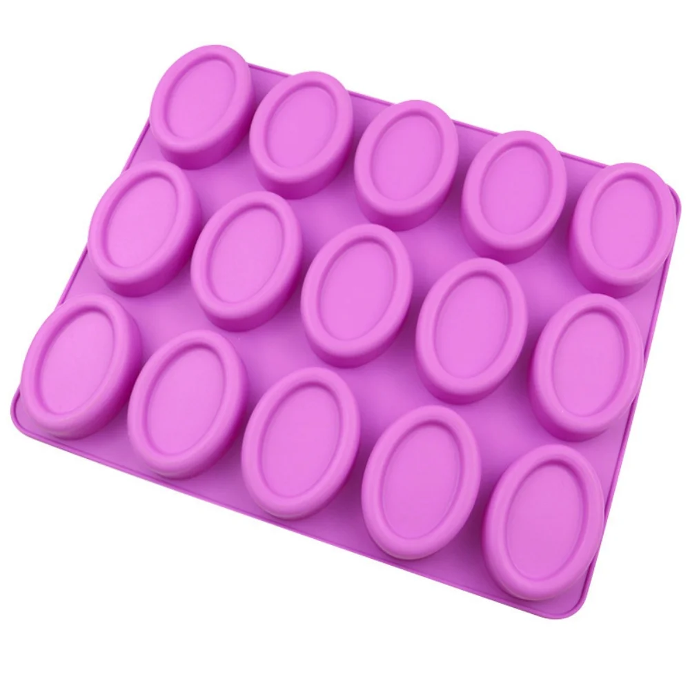 DIY Silicone Cake Mold 15 Hole Oval Rice Cake Handmade Soap Jelly Pudding Chocolate Cake Decoration Tool Baking Kitchen Mould ﻿