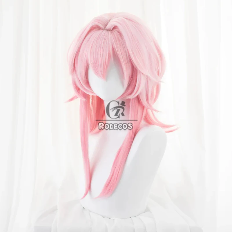 ROLECOS Synthetisch Haar Spel Honkai: Star Rail 7 Maart Cosplay Pruiken 7 Maart Halloween 43 cm Gemengde Roze Pruik Synthetisch haar
