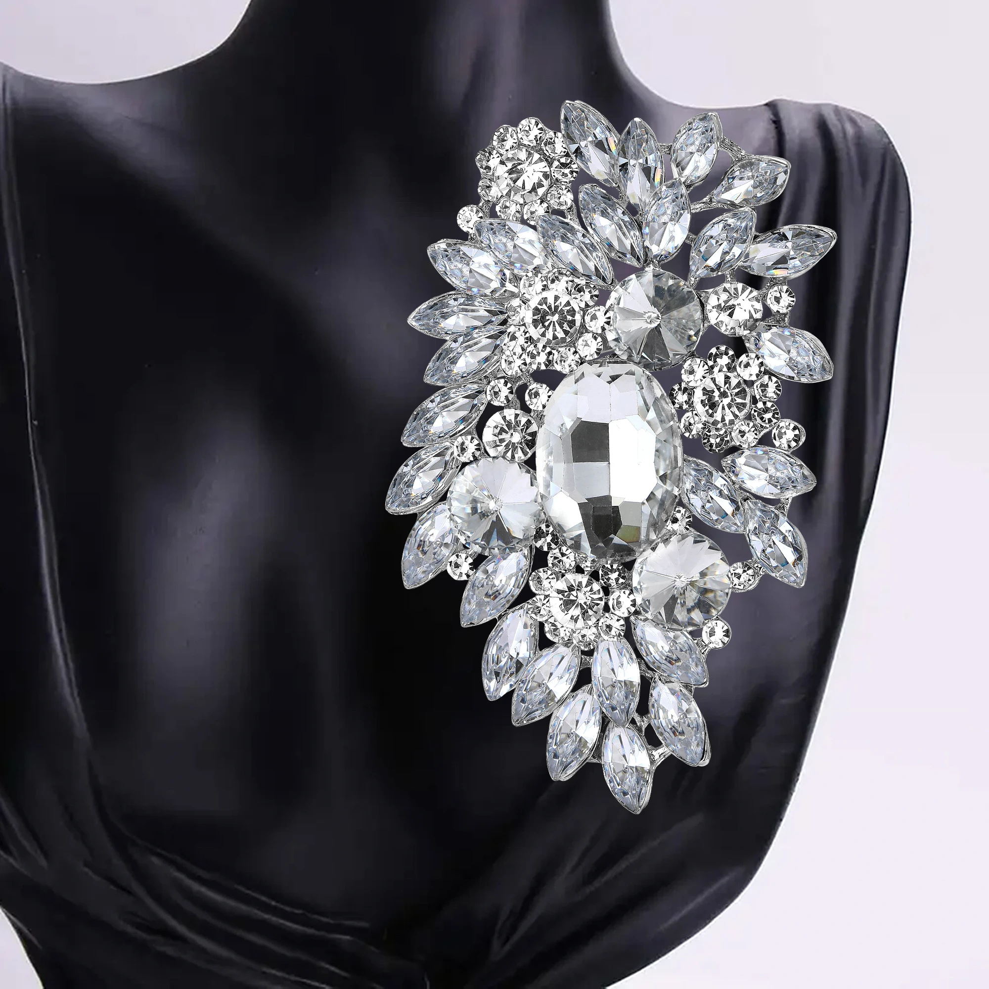 دبابيس حجر الراين الفاخرة للنساء للجنسين دبابيس زجاجية كبيرة مكتب حفلة صديق موضة جديدة هدايا مجوهرات اكسسوارات الزفاف