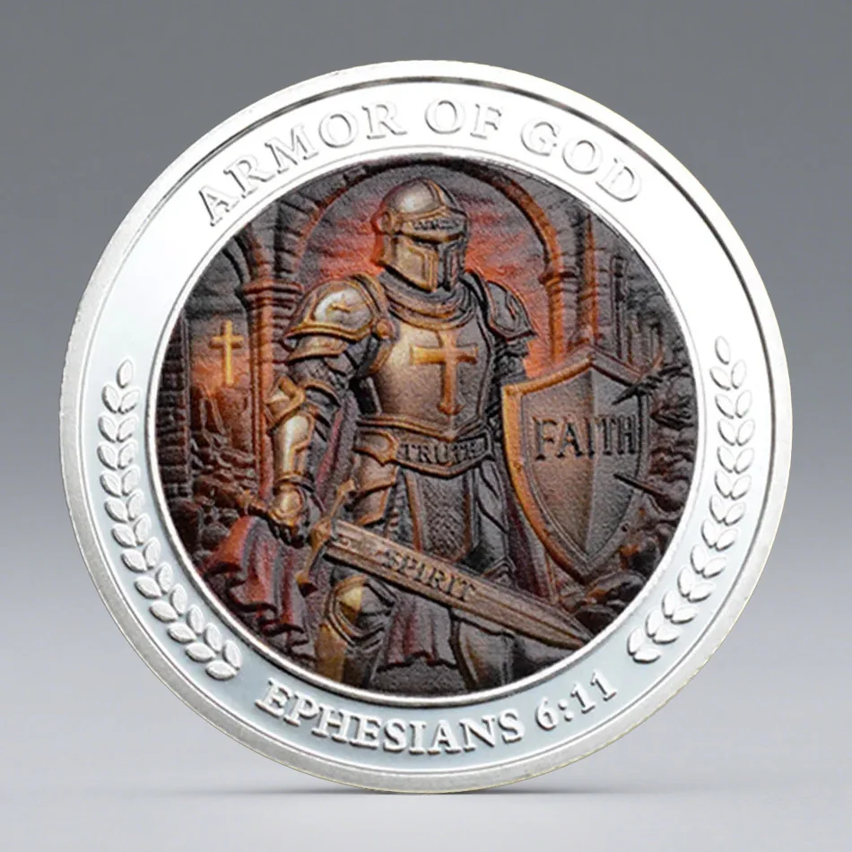 New Pray Always Collection Coin Put on The Whole of God Knight Souvenir Coin Gold Plated Home Decoration view 3