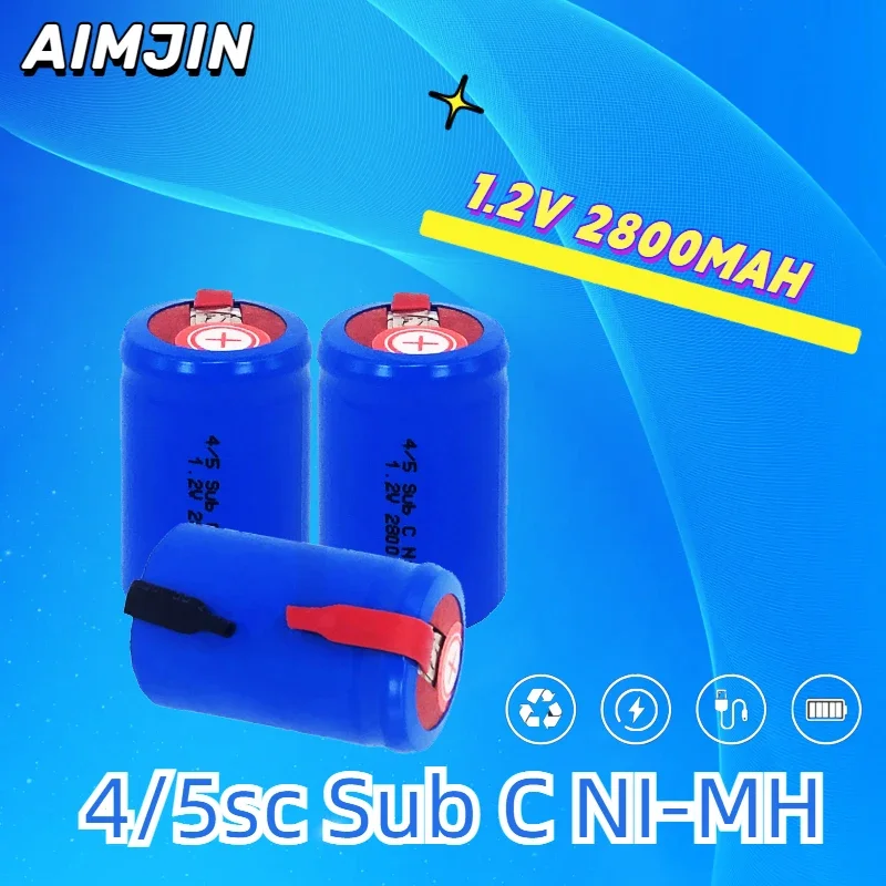 

NEW 100% Original 2-40pcs 4/5 SubC Sub C 1.2V 2800mAh Ni-Mh Rechargeable Battery Blue Cell with Tab