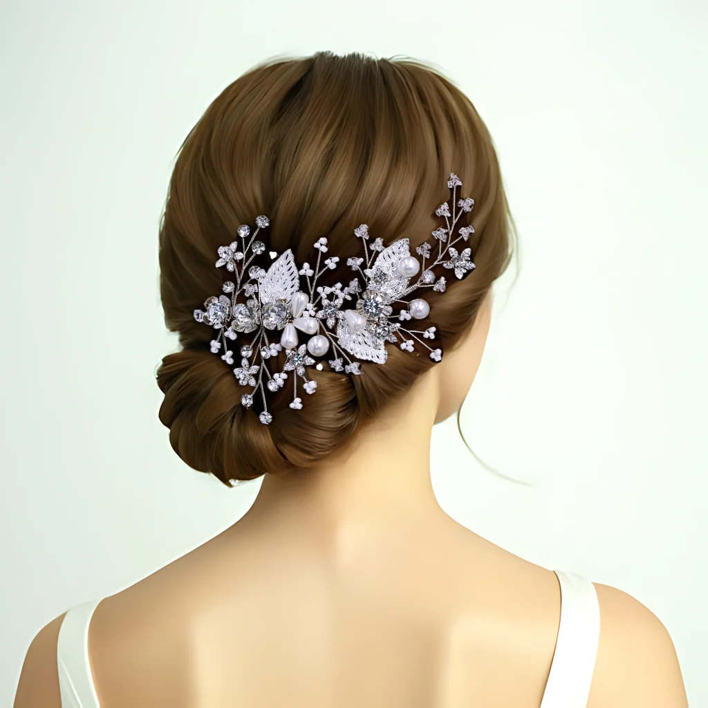 Bridal Alloy Leaf Crystal Hair Comb Headband Wedding Bride Headwear Women Fashion Hair Accessories Handmade Headpiece HP718